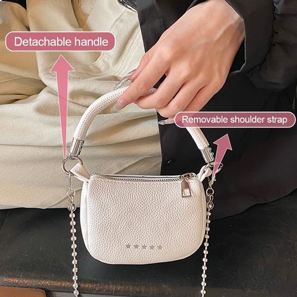 Small Handbag, Minimalist Retro Saddle Bag Chain Shoulder Bag, Casual :[ - Picture 3 of 6